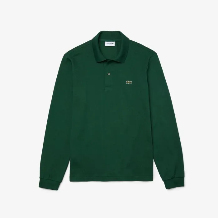 Polos Men Lacoste Men039s Long Sleeve Cotton Polo Pine Green 132