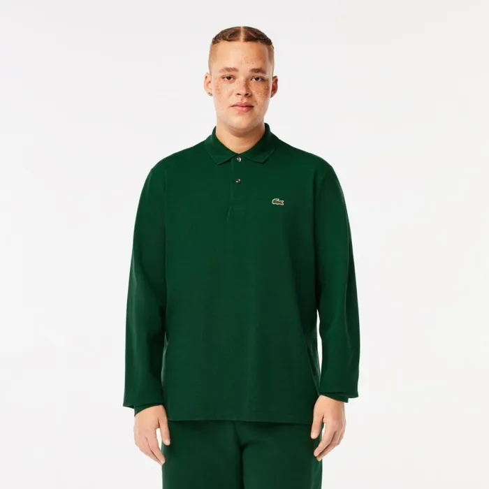 Polos Men Lacoste Men039s Long Sleeve Cotton Polo Pine Green 132