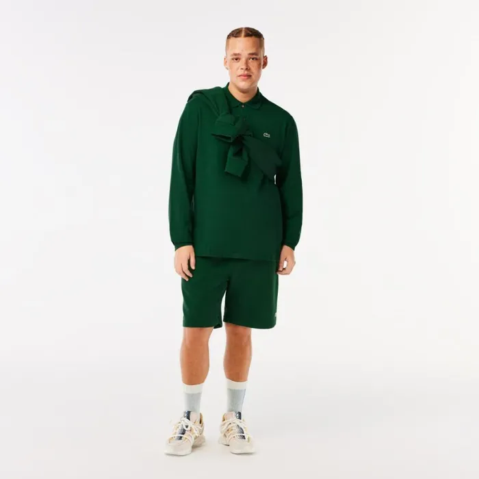 Polos Men Lacoste Men039s Long Sleeve Cotton Polo Pine Green 132