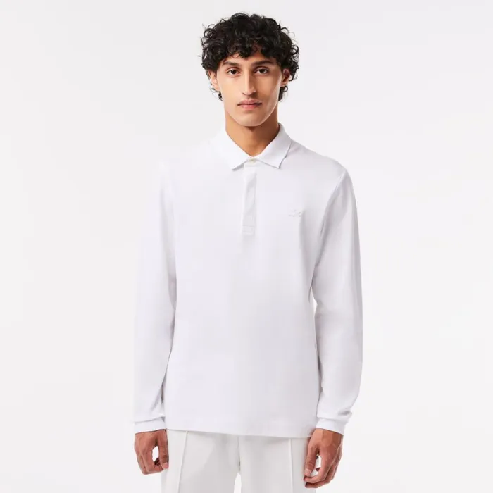 Polos Men Lacoste Men039s Smart Paris Long Sleeve Stretch Cotton Polo White 001 Polos Men Lacoste Men039s Smart Paris Long Sleeve Stretch Cotton Polo White 001