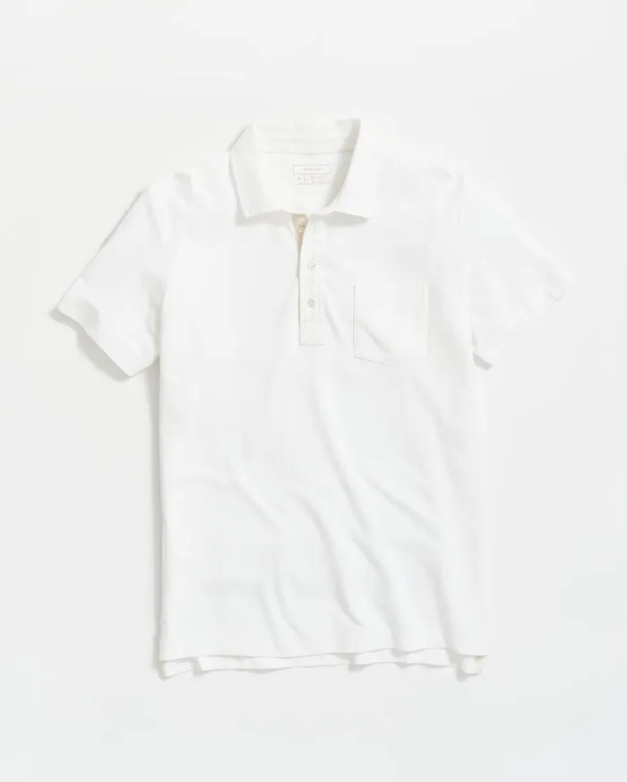 Polos Tees and Henleys Men Billy Reid Pique Pensacola Polo White