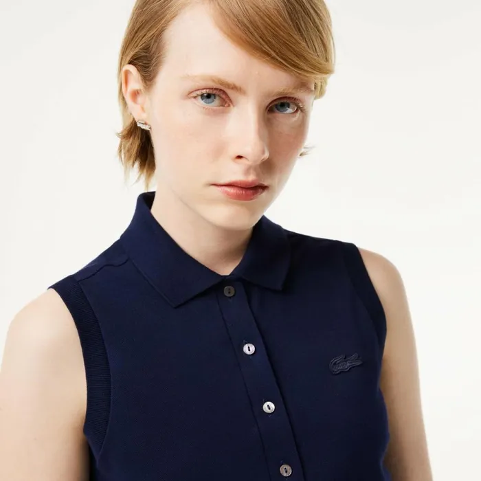 Polos Women Lacoste Women039s L12D Slim Fit Sleeveless Polo Navy Blue 166
