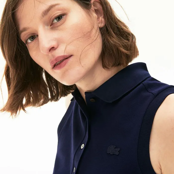 Polos Women Lacoste Women039s L12D Slim Fit Sleeveless Polo Navy Blue 166