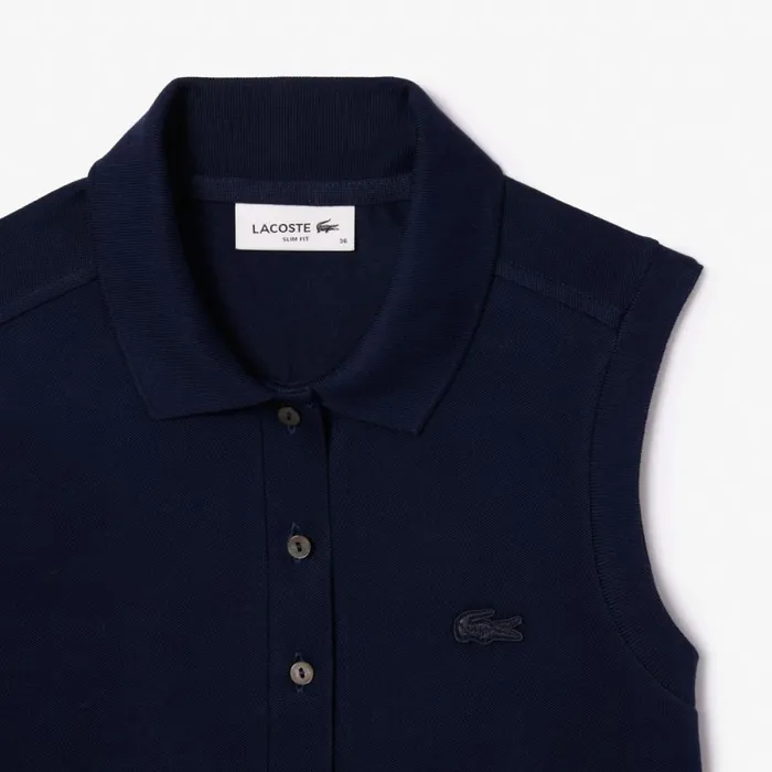 Polos Women Lacoste Women039s L12D Slim Fit Sleeveless Polo Navy Blue 166