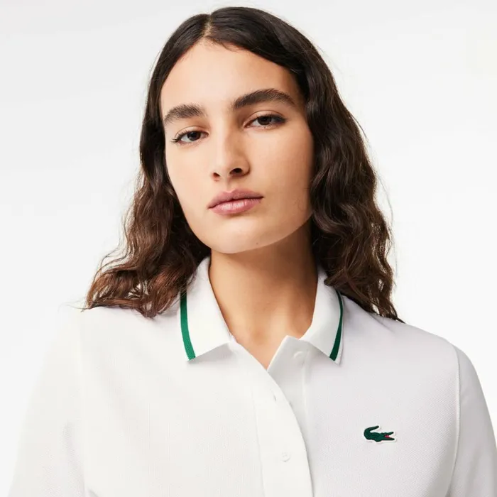 Polos Women Lacoste Women039s Sport Contrast Collar Piqu Polo White Green 737