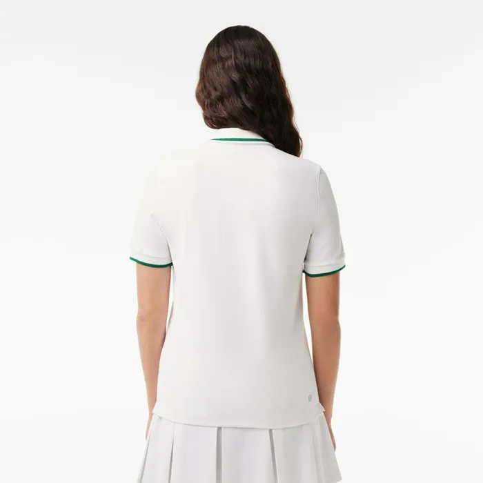 Polos Women Lacoste Women039s Sport Contrast Collar Piqu Polo White Green 737