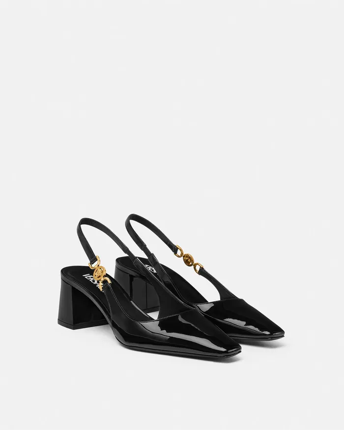 Pumps and Slingbacks Women Versace Medusa 03995 Slingback Pumps 55 Mm Blackgold
