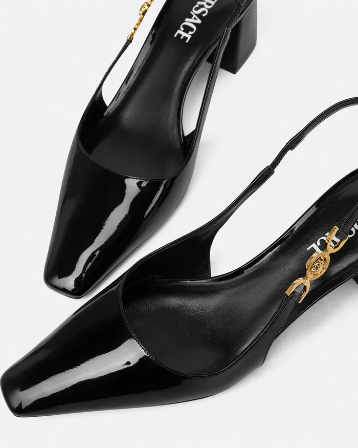 Pumps and Slingbacks Women Versace Medusa 03995 Slingback Pumps 55 Mm Blackgold