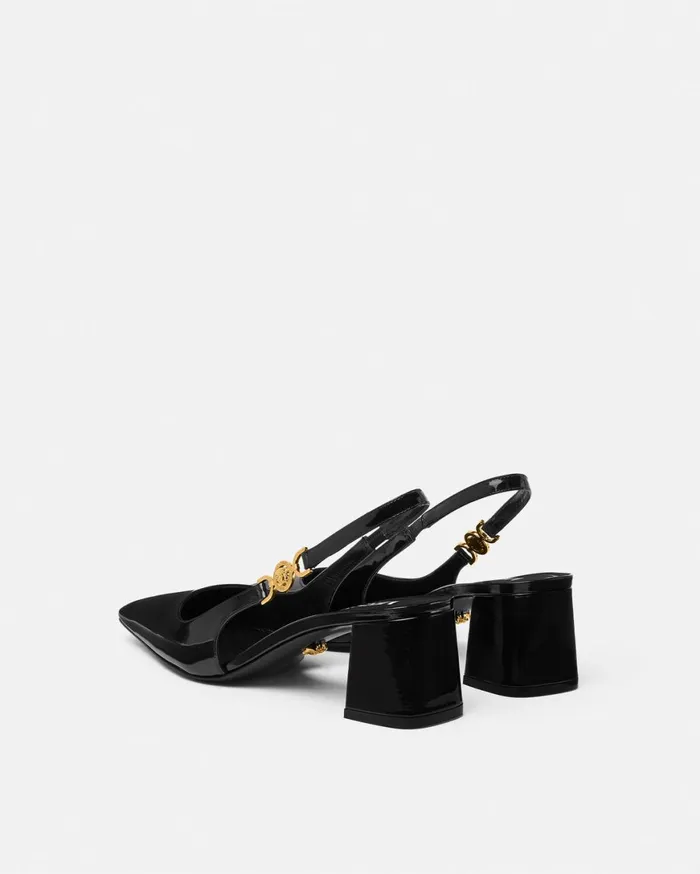 Pumps and Slingbacks Women Versace Medusa 03995 Slingback Pumps 55 Mm Blackgold