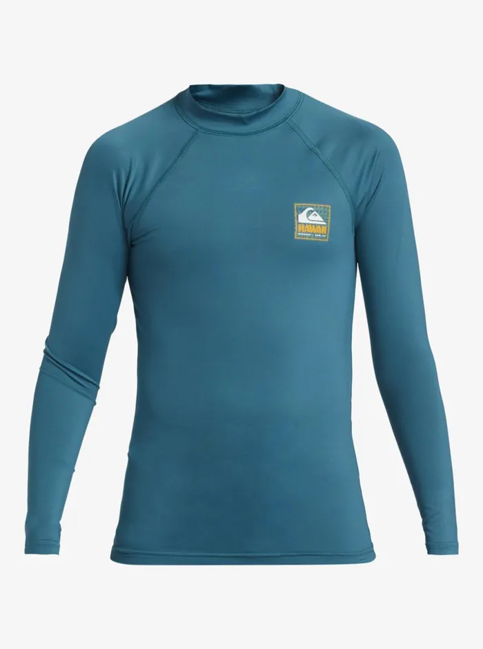 Quiksilver 816 Hawaii Badge UPF50 Long Sleeve Surf Tee Colonial Blue Boys Rashguards Quiksilver 816 Hawaii Badge UPF50 Long Sleeve Surf Tee Colonial Blue Boys Rashguards