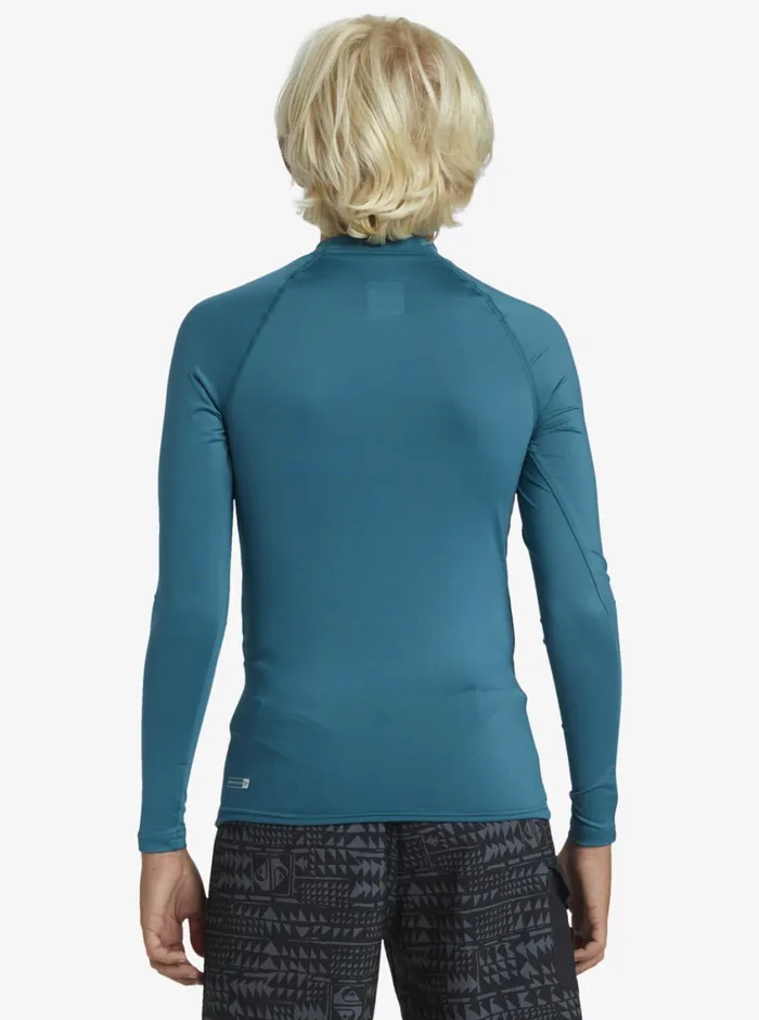 Quiksilver 816 Hawaii Badge UPF50 Long Sleeve Surf Tee Colonial Blue Boys Rashguards Quiksilver 816 Hawaii Badge UPF50 Long Sleeve Surf Tee Colonial Blue Boys Rashguards