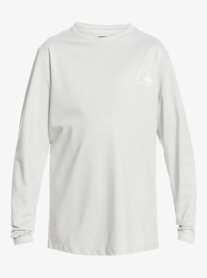 Quiksilver 816 Heritage Heather Long Sleeve UPF 50 Surf TShirt Gray Violet Heather Boys Rashguards Quiksilver 816 Heritage Heather Long Sleeve UPF 50 Surf TShirt Gray Violet Heather Boys Rashguards
