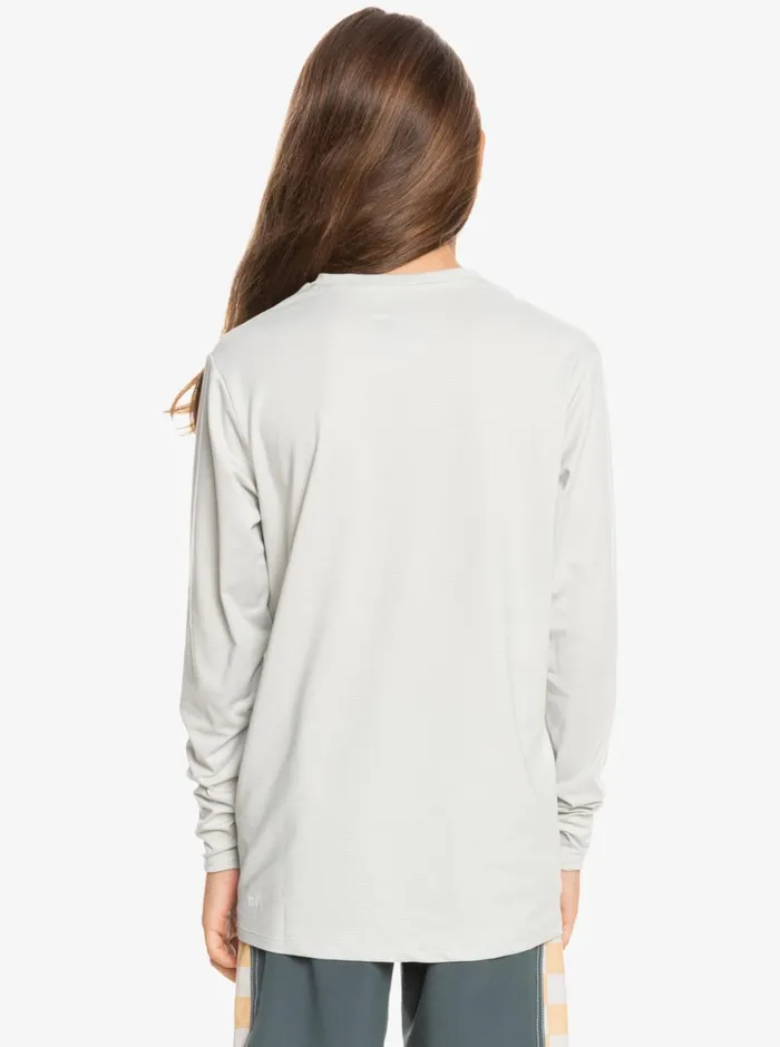Quiksilver 816 Heritage Heather Long Sleeve UPF 50 Surf TShirt Gray Violet Heather Boys Rashguards Quiksilver 816 Heritage Heather Long Sleeve UPF 50 Surf TShirt Gray Violet Heather Boys Rashguards