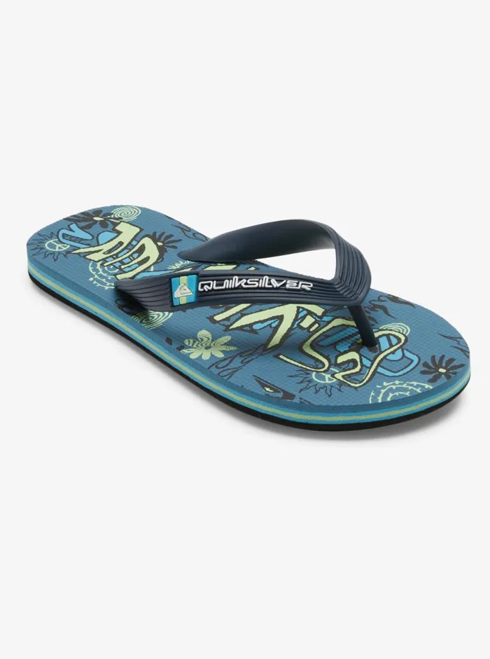 Quiksilver 816 Molokai FlipFlops Blackgreenblue Boys Sandals