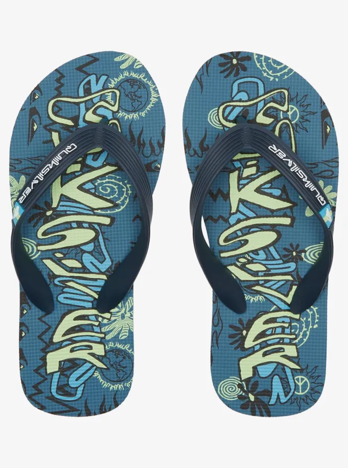 Quiksilver 816 Molokai FlipFlops Blackgreenblue Boys Sandals Quiksilver 816 Molokai FlipFlops Blackgreenblue Boys Sandals