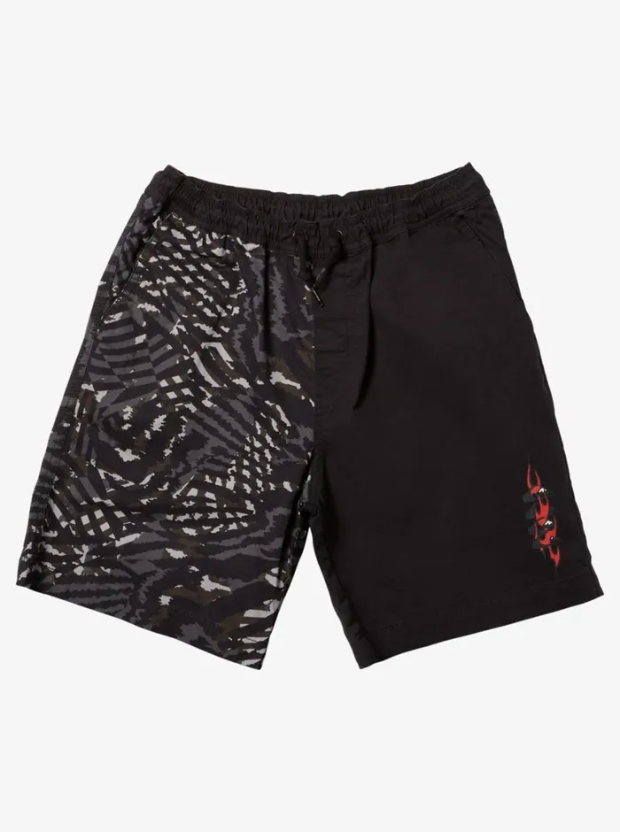 Quiksilver 816 Radical Times Elastic Waist Shorts Black Boys Shorts