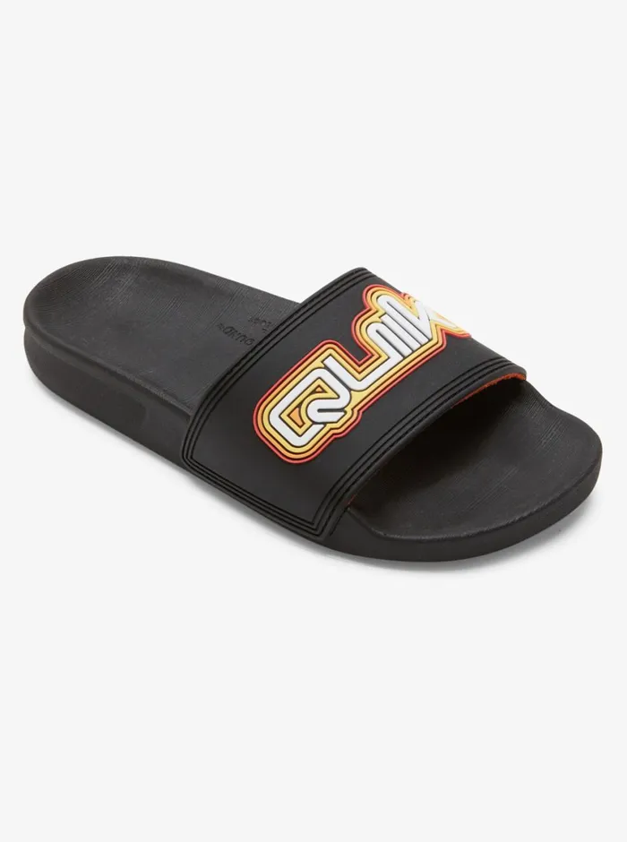 Quiksilver 816 Rivi Wordmark Slide II Sandals Black 2 Boys Sandals