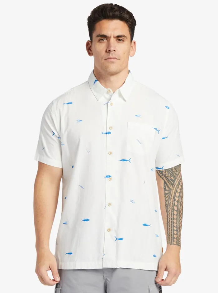 Quiksilver Big Pond Woven Shirt Big Pond White MensWaterman Shirts and Polos