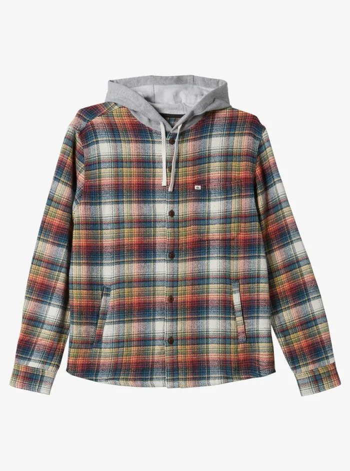 Quiksilver Briggs Hooded Flannel Long Sleeve Top Mineral Red Briggs Flannel Mens Shirts and Polos