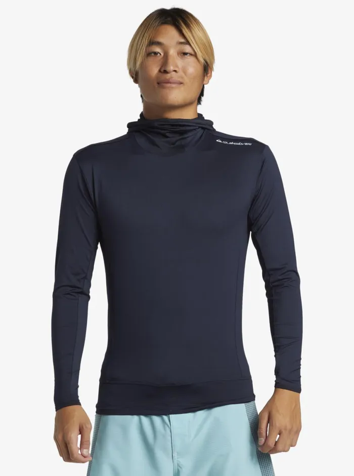 Quiksilver Highline UPF50 Hood Long Sleeve Surf Tee Dark Navy Mens Rashguards Quiksilver Highline UPF50 Hood Long Sleeve Surf Tee Dark Navy Mens Rashguards
