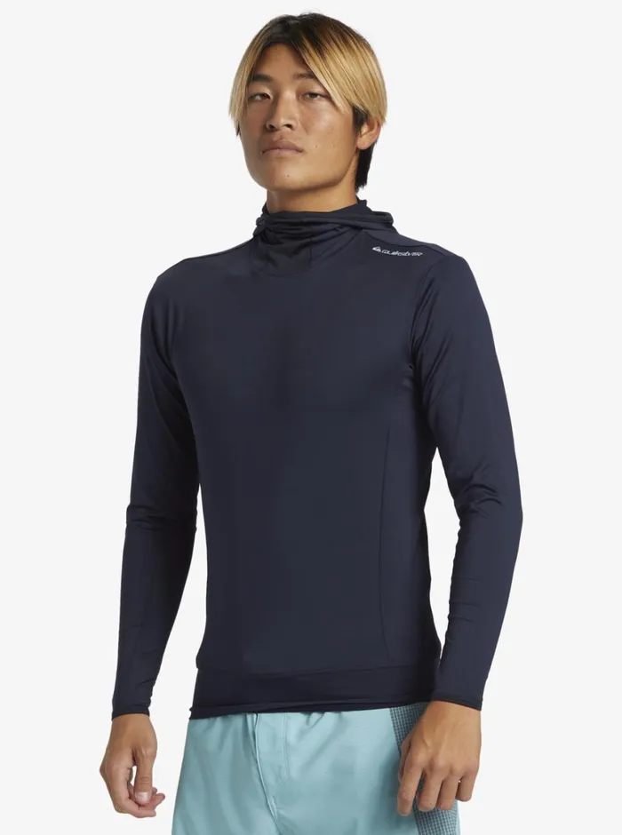 Quiksilver Highline UPF50 Hood Long Sleeve Surf Tee Dark Navy Mens Rashguards Quiksilver Highline UPF50 Hood Long Sleeve Surf Tee Dark Navy Mens Rashguards
