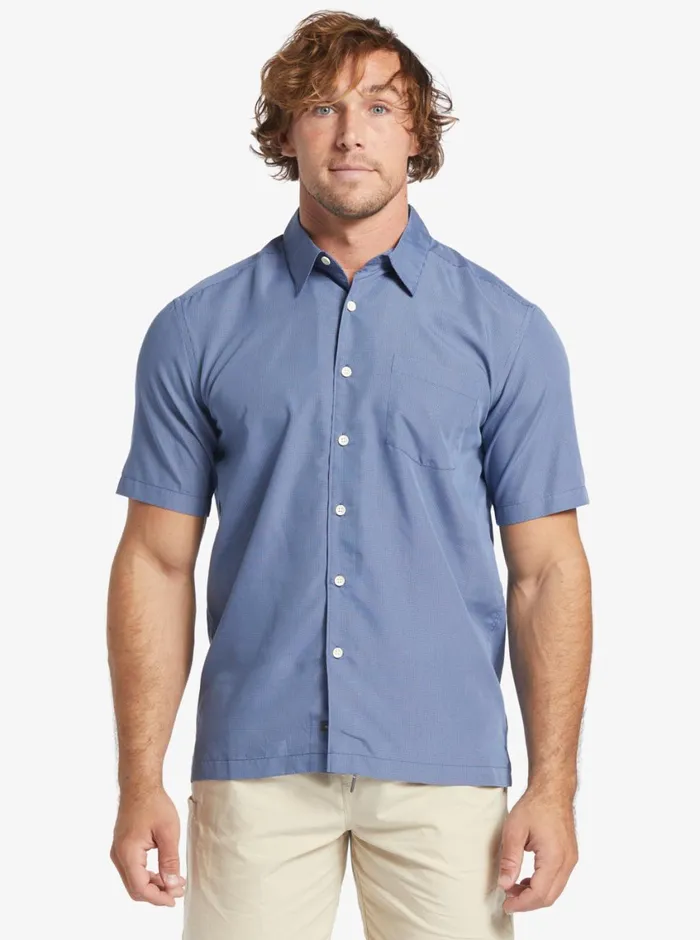Quiksilver Kings Cliff Short Sleeve Shirt Ensign Blue Kings Cliff MensWaterman Shirts and Polos Quiksilver Kings Cliff Short Sleeve Shirt Ensign Blue Kings Cliff MensWaterman Shirts and Polos