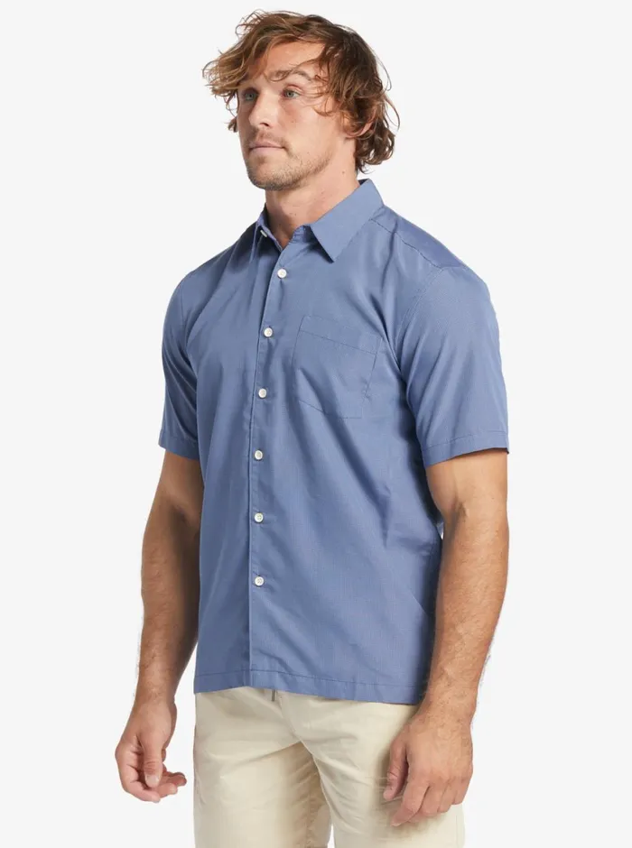 Quiksilver Kings Cliff Short Sleeve Shirt Ensign Blue Kings Cliff MensWaterman Shirts and Polos Quiksilver Kings Cliff Short Sleeve Shirt Ensign Blue Kings Cliff MensWaterman Shirts and Polos