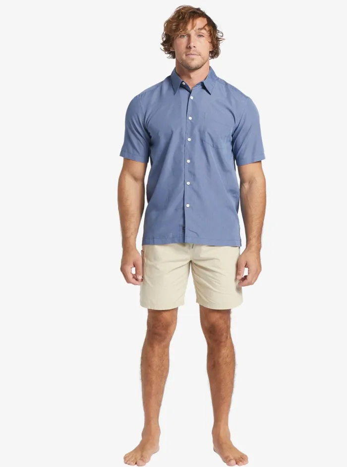 Quiksilver Kings Cliff Short Sleeve Shirt Ensign Blue Kings Cliff MensWaterman Shirts and Polos Quiksilver Kings Cliff Short Sleeve Shirt Ensign Blue Kings Cliff MensWaterman Shirts and Polos