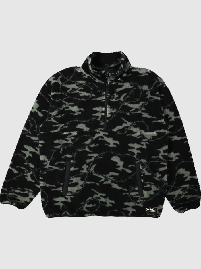 Quiksilver Mikey Zip Sherpa HalfZip Fleece Black Mongrel Mens Sweatshirts and Hoodies