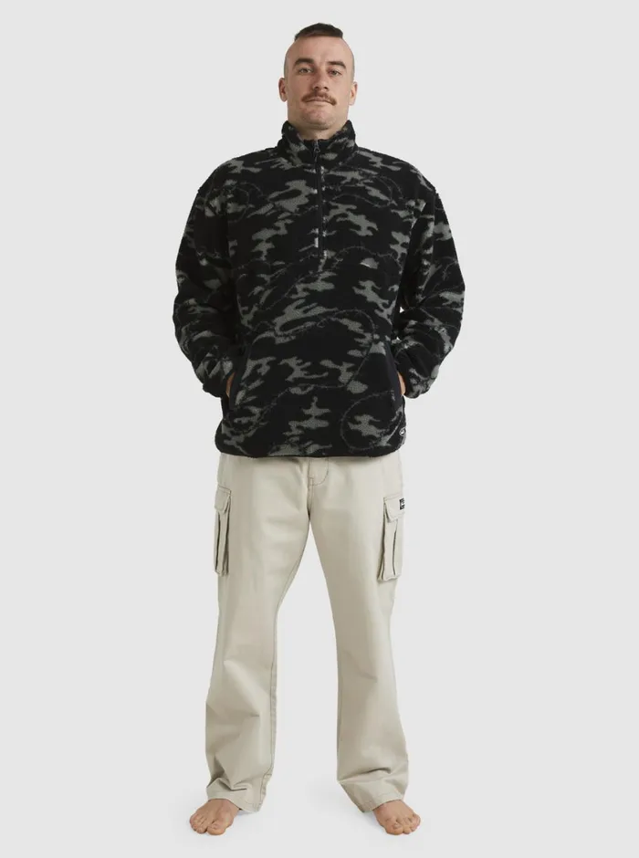 Quiksilver Mikey Zip Sherpa HalfZip Fleece Black Mongrel Mens Sweatshirts and Hoodies Quiksilver Mikey Zip Sherpa HalfZip Fleece Black Mongrel Mens Sweatshirts and Hoodies