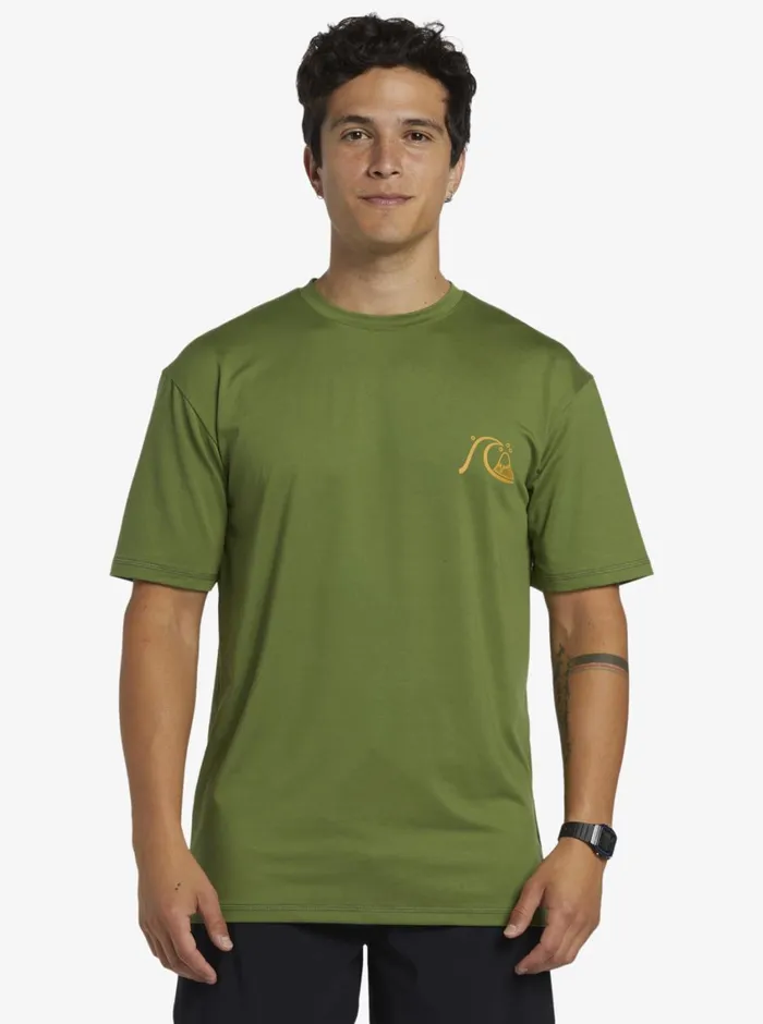 Quiksilver Mix Session UPF 50 Short Sleeve Surf Tee Dill Mens Rashguards Quiksilver Mix Session UPF 50 Short Sleeve Surf Tee Dill Mens Rashguards