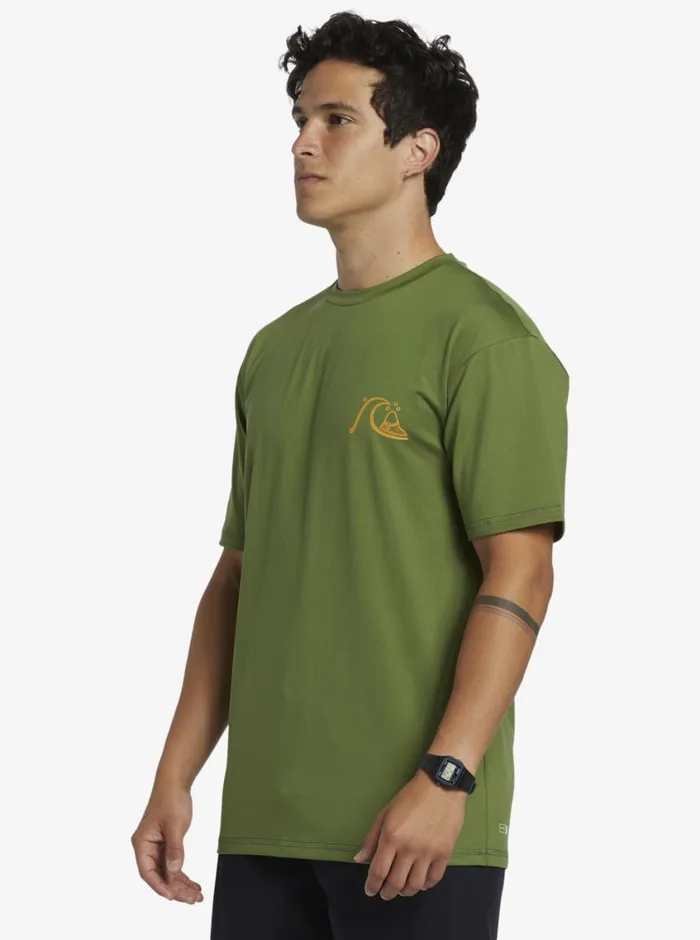 Quiksilver Mix Session UPF 50 Short Sleeve Surf Tee Dill Mens Rashguards Quiksilver Mix Session UPF 50 Short Sleeve Surf Tee Dill Mens Rashguards