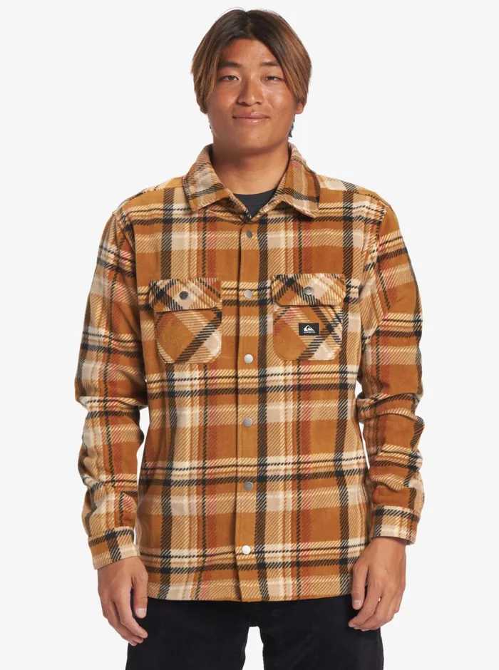 Quiksilver Surf Days Long Sleeve Fleece Shirt Bone Brown Surf Days Mens Shirts and Polos