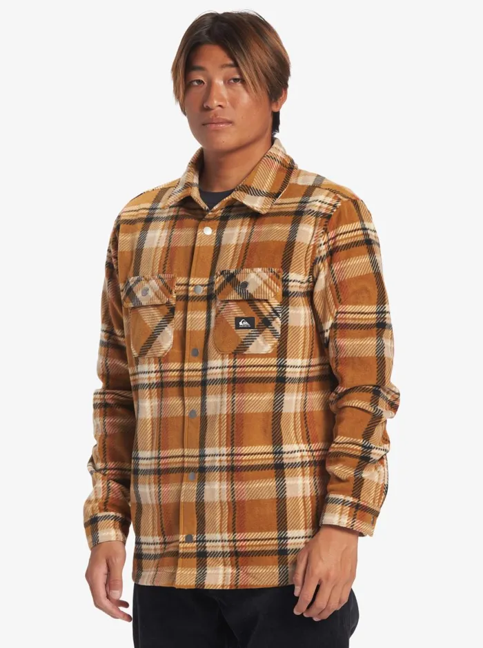 Quiksilver Surf Days Long Sleeve Fleece Shirt Bone Brown Surf Days Mens Shirts and Polos