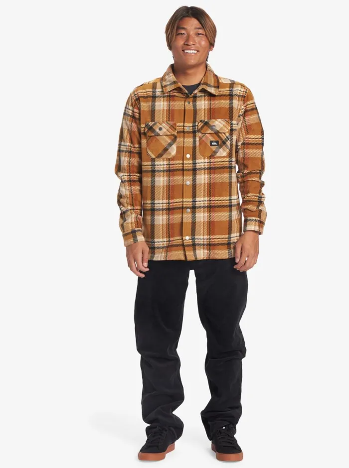 Quiksilver Surf Days Long Sleeve Fleece Shirt Bone Brown Surf Days Mens Shirts and Polos