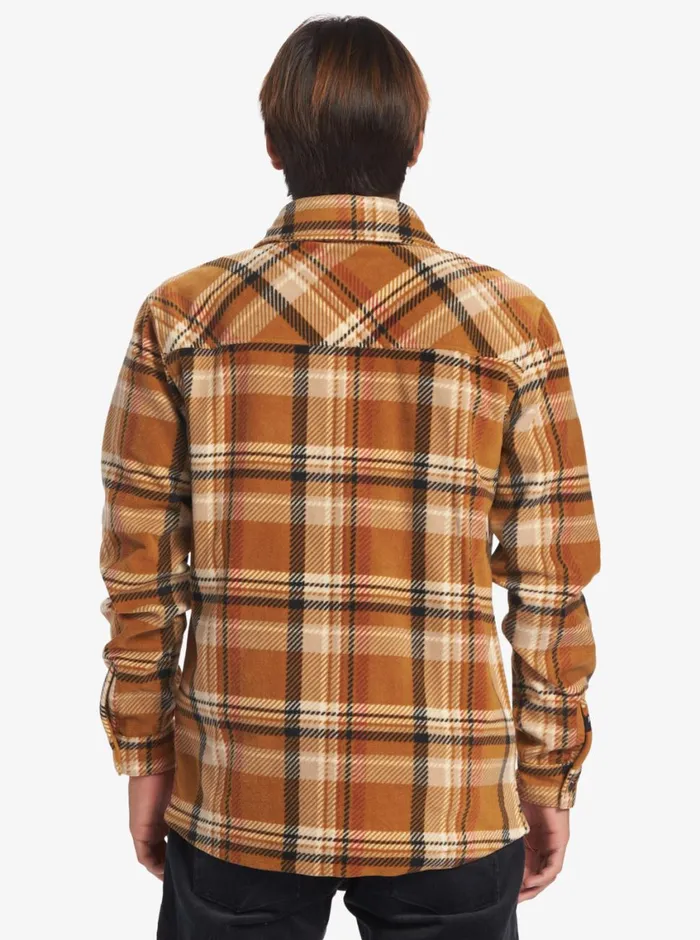Quiksilver Surf Days Long Sleeve Fleece Shirt Bone Brown Surf Days Mens Shirts and Polos