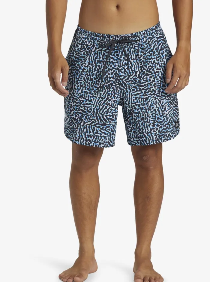 Quiksilver Surfsilk Mix Volley 17034 Elastic Waist Shorts Swedish Blue Mens Elastic Waist