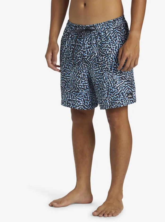 Quiksilver Surfsilk Mix Volley 17034 Elastic Waist Shorts Swedish Blue Mens Elastic Waist