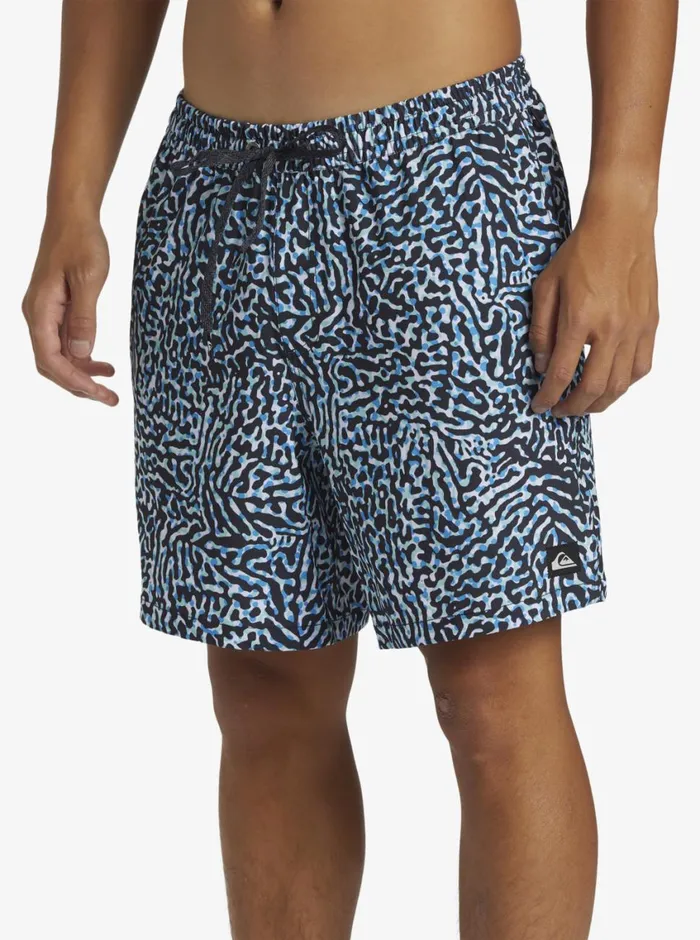 Quiksilver Surfsilk Mix Volley 17034 Elastic Waist Shorts Swedish Blue Mens Elastic Waist