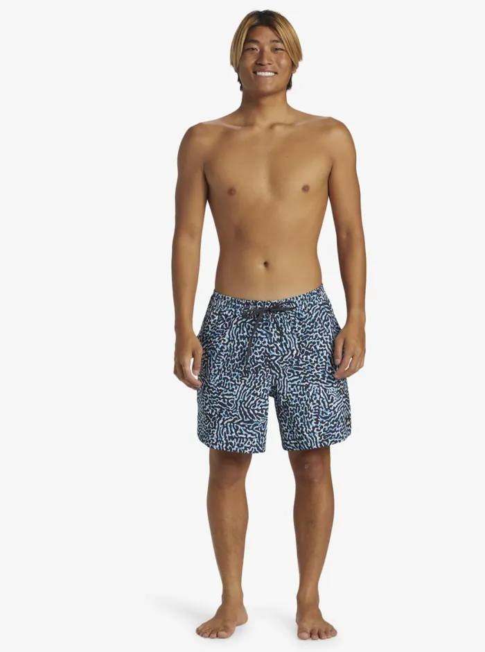 Quiksilver Surfsilk Mix Volley 17034 Elastic Waist Shorts Swedish Blue Mens Elastic Waist