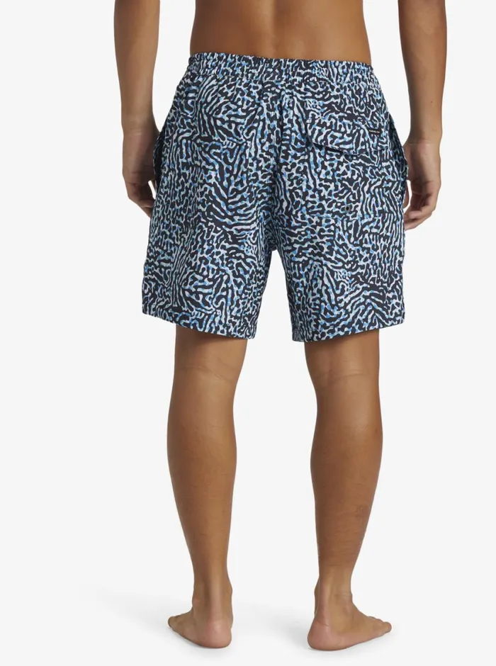 Quiksilver Surfsilk Mix Volley 17034 Elastic Waist Shorts Swedish Blue Mens Elastic Waist