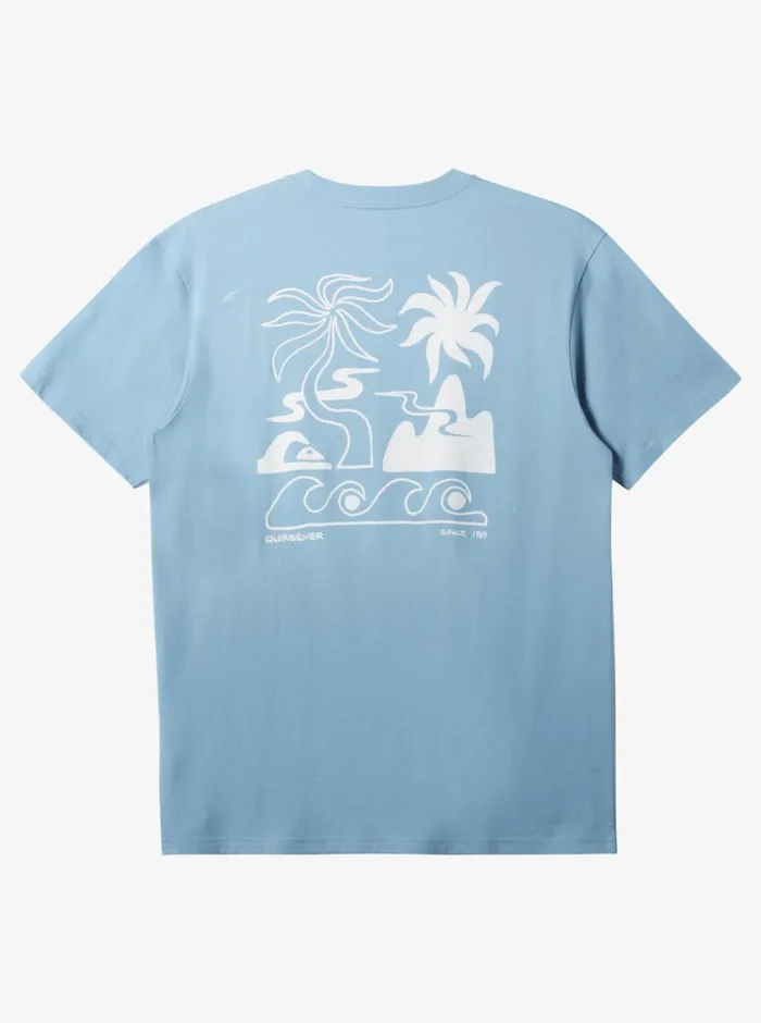 Quiksilver Tropical Breeze TShirt Blue Shadow Mens Tees Quiksilver Tropical Breeze TShirt Blue Shadow Mens Tees