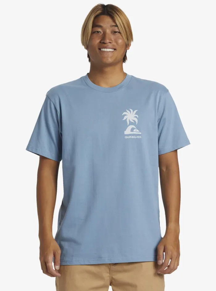 Quiksilver Tropical Breeze TShirt Blue Shadow Mens Tees Quiksilver Tropical Breeze TShirt Blue Shadow Mens Tees