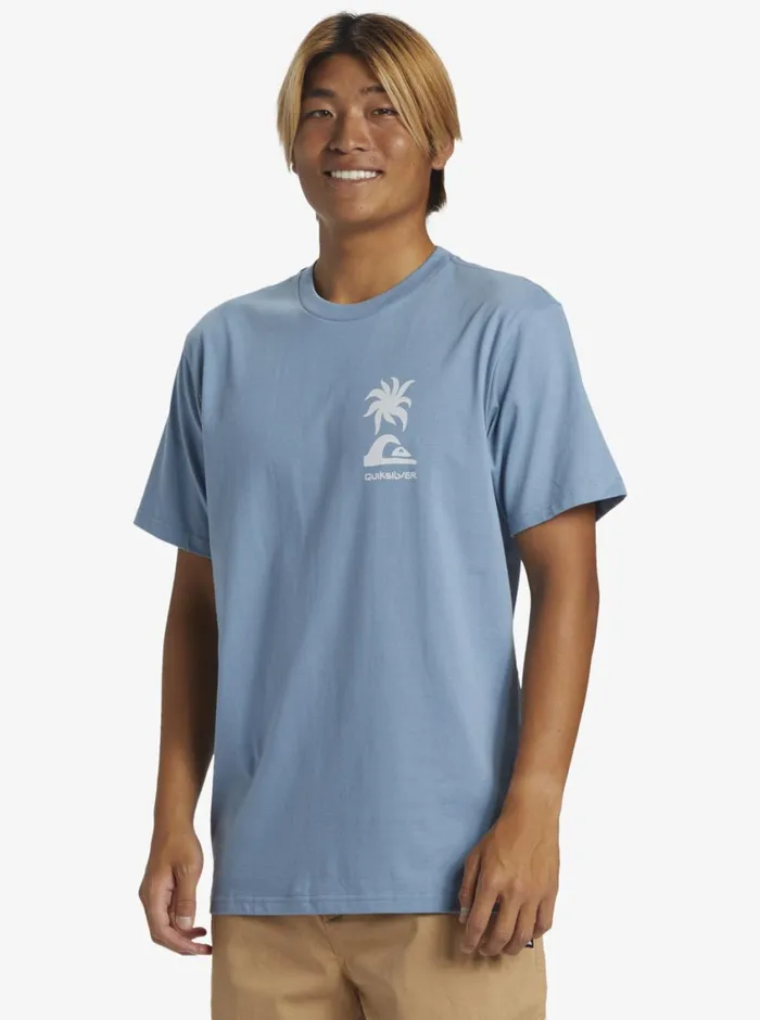 Quiksilver Tropical Breeze TShirt Blue Shadow Mens Tees Quiksilver Tropical Breeze TShirt Blue Shadow Mens Tees