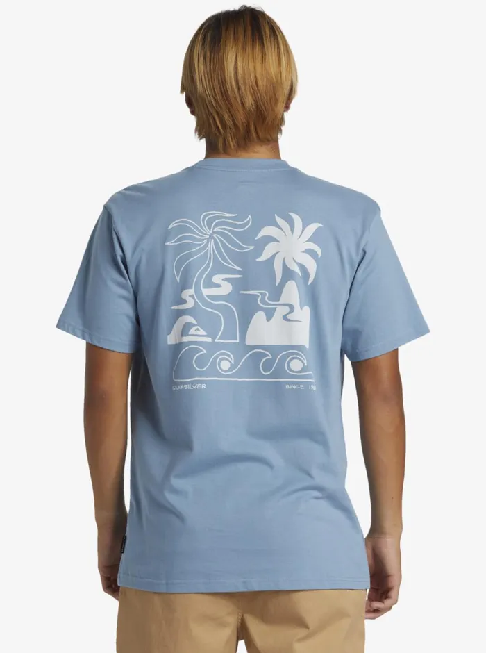Quiksilver Tropical Breeze TShirt Blue Shadow Mens Tees Quiksilver Tropical Breeze TShirt Blue Shadow Mens Tees