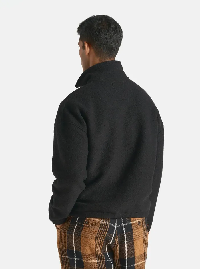 Ramsay Quarter Zip In Black Wool Fleece Men Universal Works Fleece