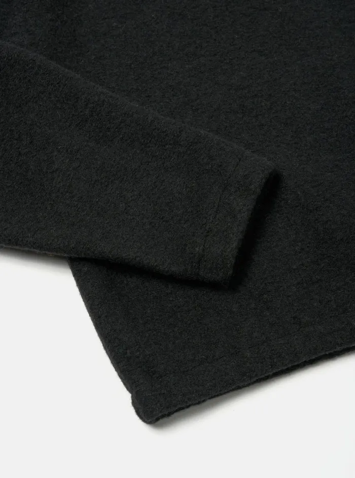 Ramsay Quarter Zip In Black Wool Fleece Men Universal Works Fleece