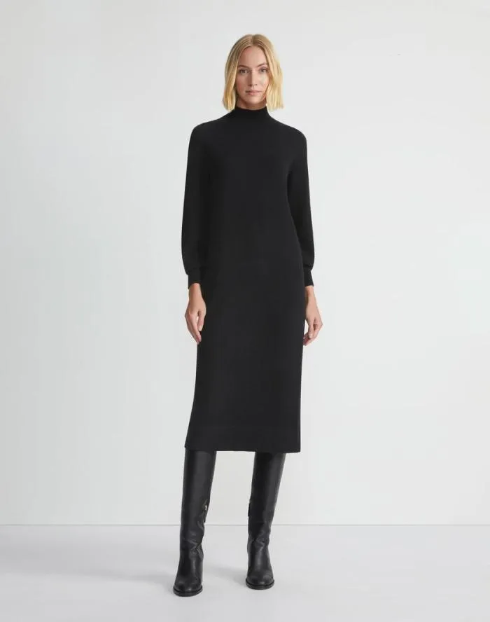 Ready To Wear Cashmere Blouson Sleeve Dress Black Lafayette 148 New York Dresses