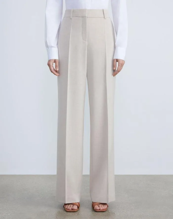 Ready To Wear CashmereWool Mlange Sullivan Pant Oatmeal Melange Lafayette 148 New York Pants and Shorts