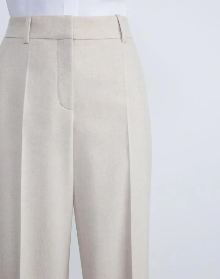 Ready To Wear CashmereWool Mlange Sullivan Pant Oatmeal Melange Lafayette 148 New York Pants and Shorts